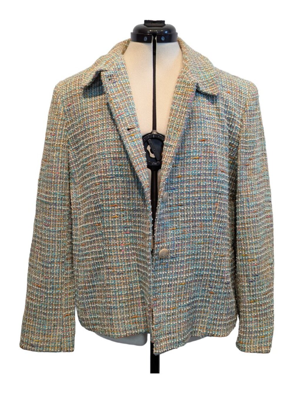 Jones New York Multicolor Boucle Tweed Blazer Jacket Lined Women's 14